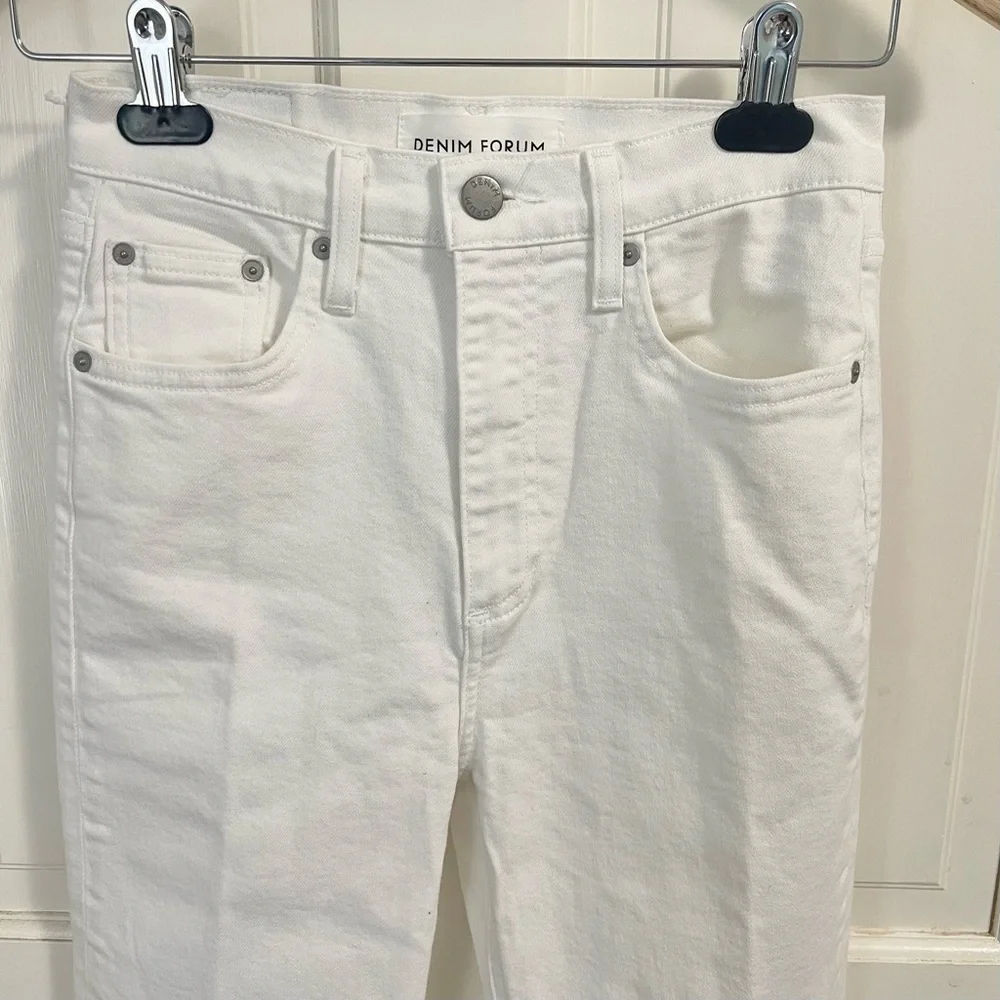 Aritzia Denim Forum Twiggy High Rise Flare Size 25 White Summer Spring - Picture 3 of 8